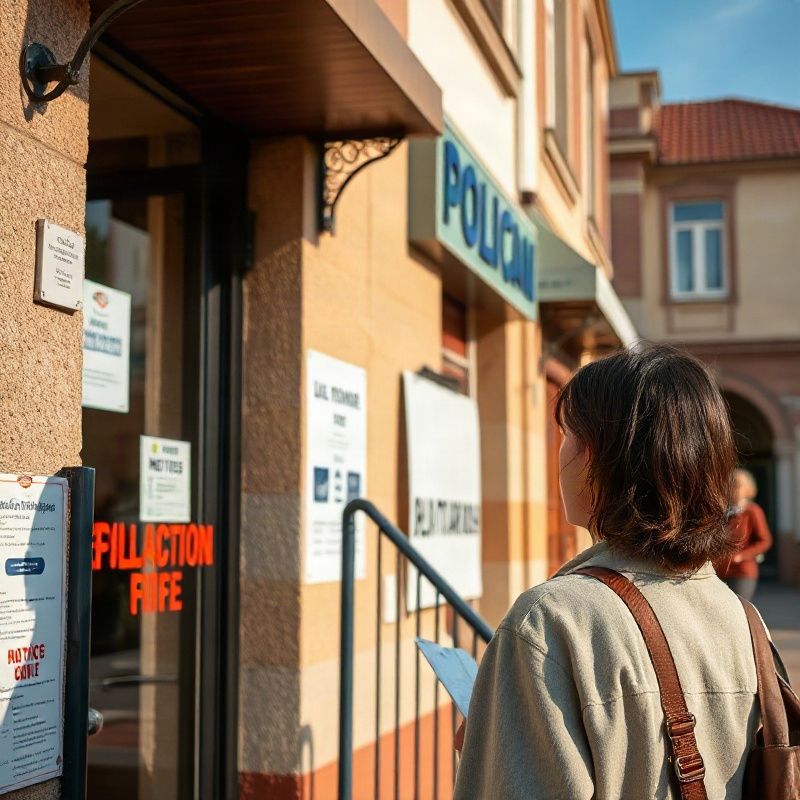 Persona consultando un tablero de ofertas laborales en una ciudad del interior de Uruguay